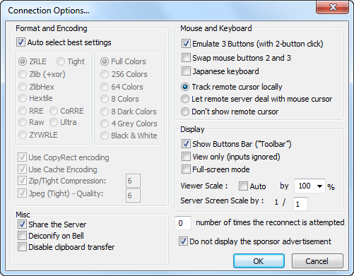 Viewer connection options